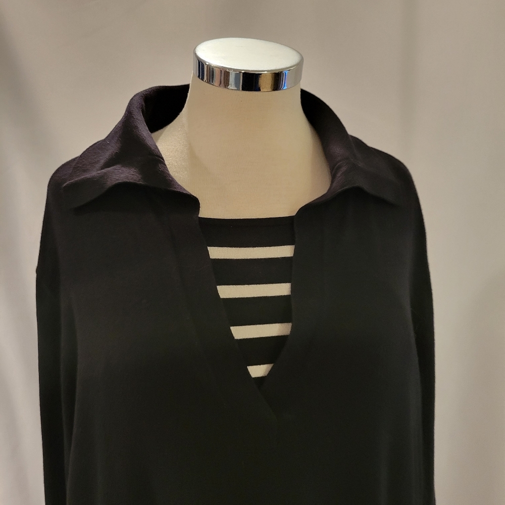 Ralph Lauren 3X Black Pullover Sweater w/Blk&Wht Inset Neckline NWT - Picture 6 of 11